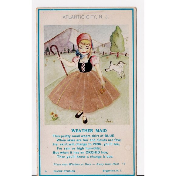 Shore Studios Other - Vintage Fuzzy Skirt WEATHER MAID Humidity Postcard Atlantic City NJ Shore Studio